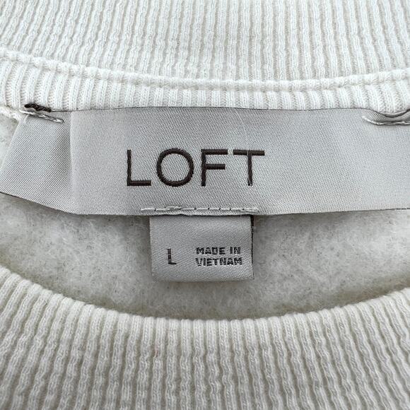 LOFT Floral Embroidered Sherpa Sweatshirt Size Large - Picture 7 of 10